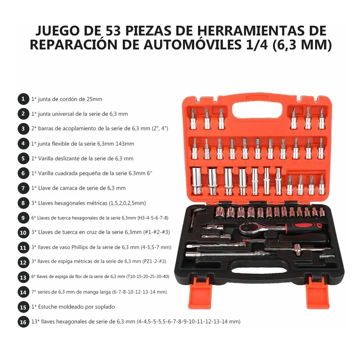 Kit De Herramientas Mecanica Con Desarmador Y Matraca