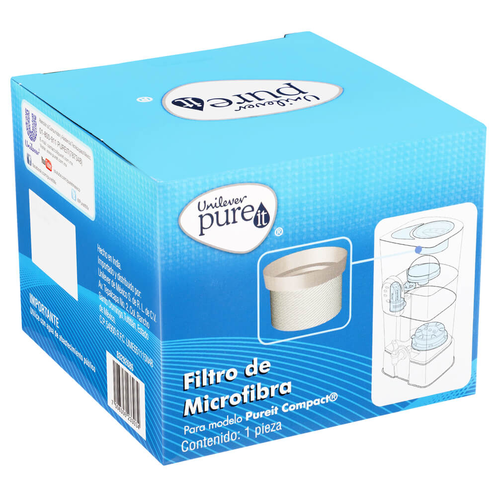 Repuesto Filtro de Microfibra Pure It Purificador De Agua Unilever Modelo Compact, Apto para Modelo Compact