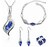 Conjunto De Collar, Aretes Y Brazalete Con Cristales Azul 