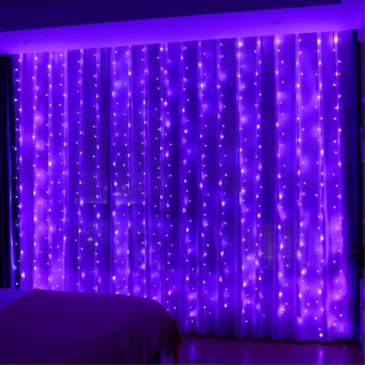 Cortinas Serie de 300 Luces Led Decorativas 3x3m Violetas 