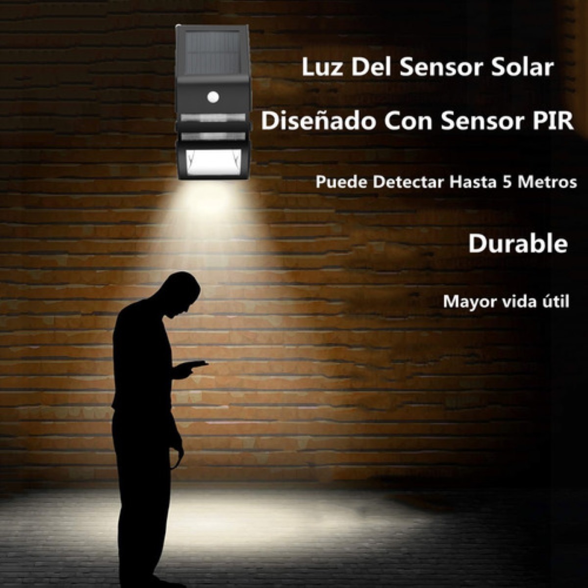 Lámpara Solar Led Alumbrado Exterior Negra