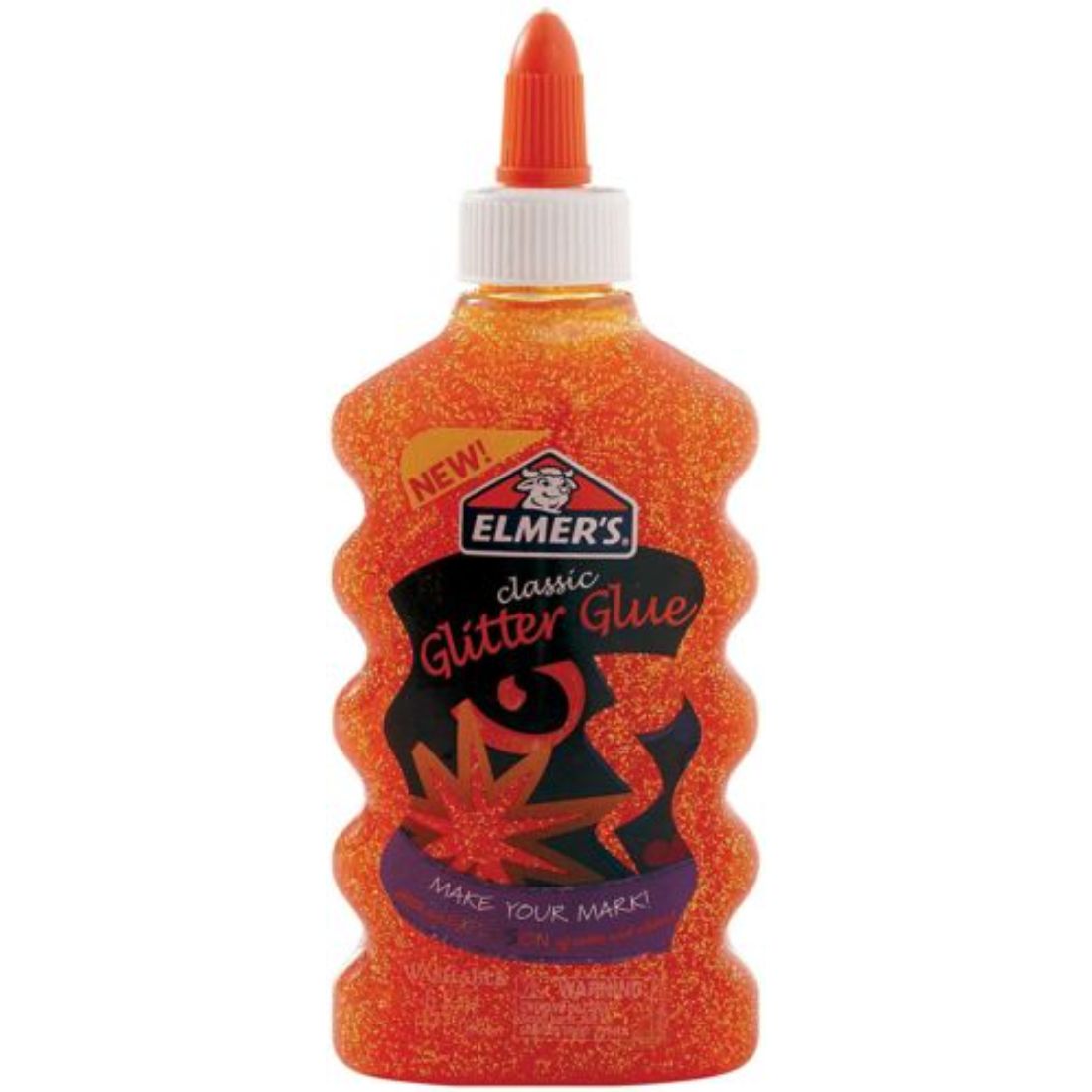 Pegamento líquido de purpurina naranja, lavable, 6 onzas, 1 unidad, ideal para hacer limo