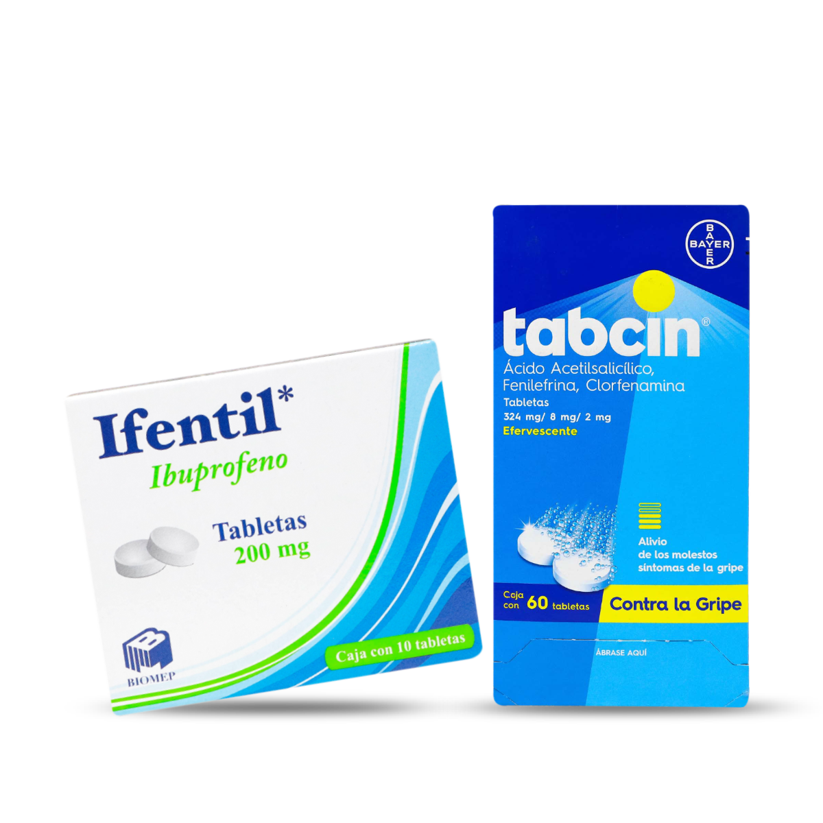 Paquete Antigripal Familiar Tabcin 60 piezas + 2 Cajas de Ibuprofeno Infenti 12 Piezas 