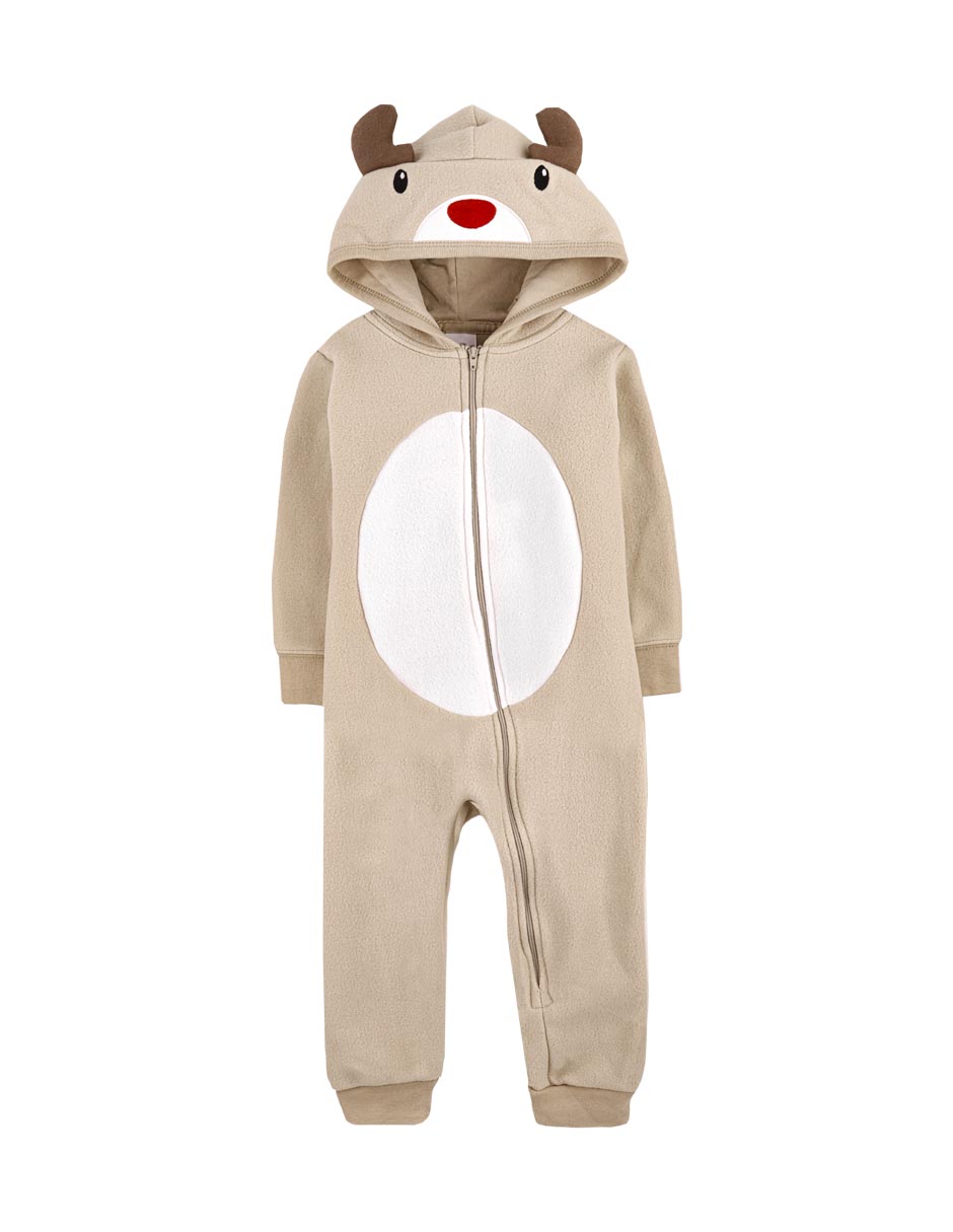 Mameluco Tipo Disfraz de Reno Manga Larga sin Pie en Microfleece