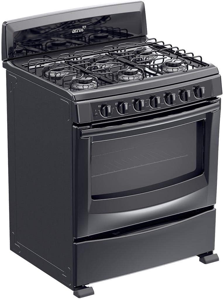 Acros Estufa y Horno de Gas 30" AF5001Z, 6 Quemadores, Negro