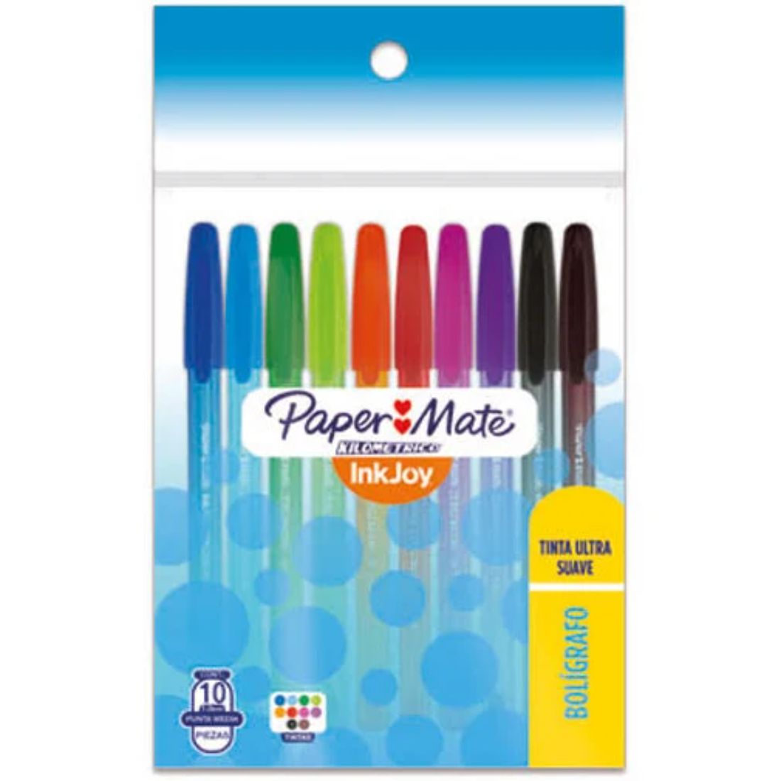 Boligrafo Kilometrico Inkjoy Colores Surtidos Punta Media 10 Piezas