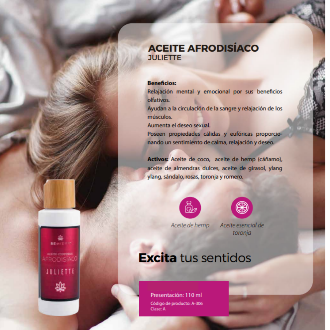 Aceite para masajes Juliette Afrodisíaco 110ml Beohemp