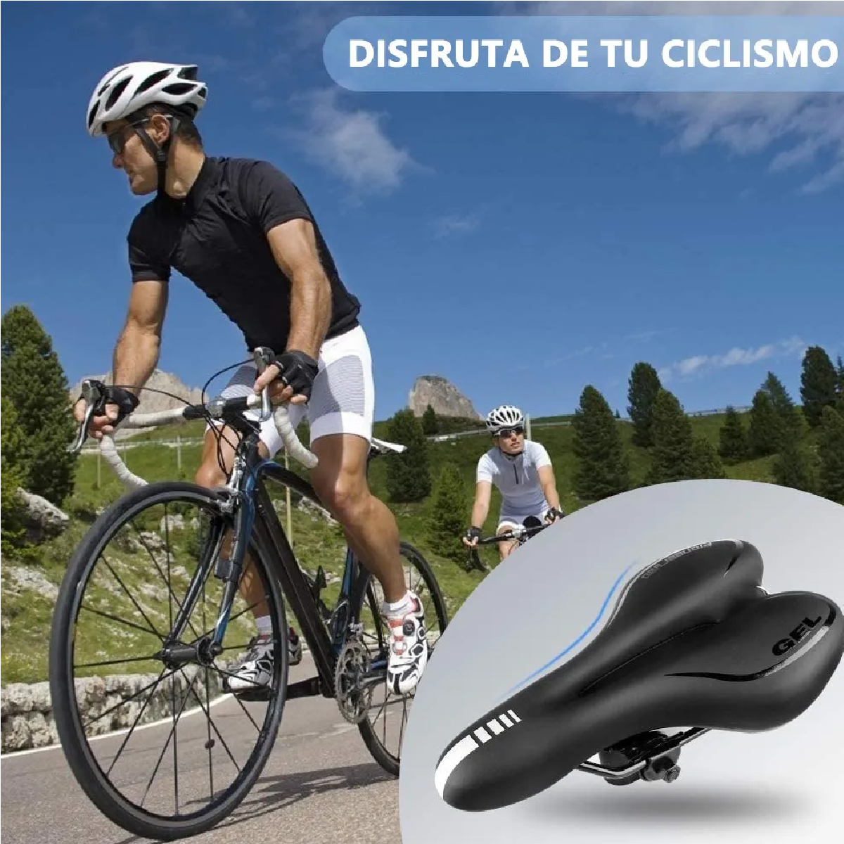 Asiento De Bicicleta Cómodo Con Cojín Suave Y Luz Trasera Negro