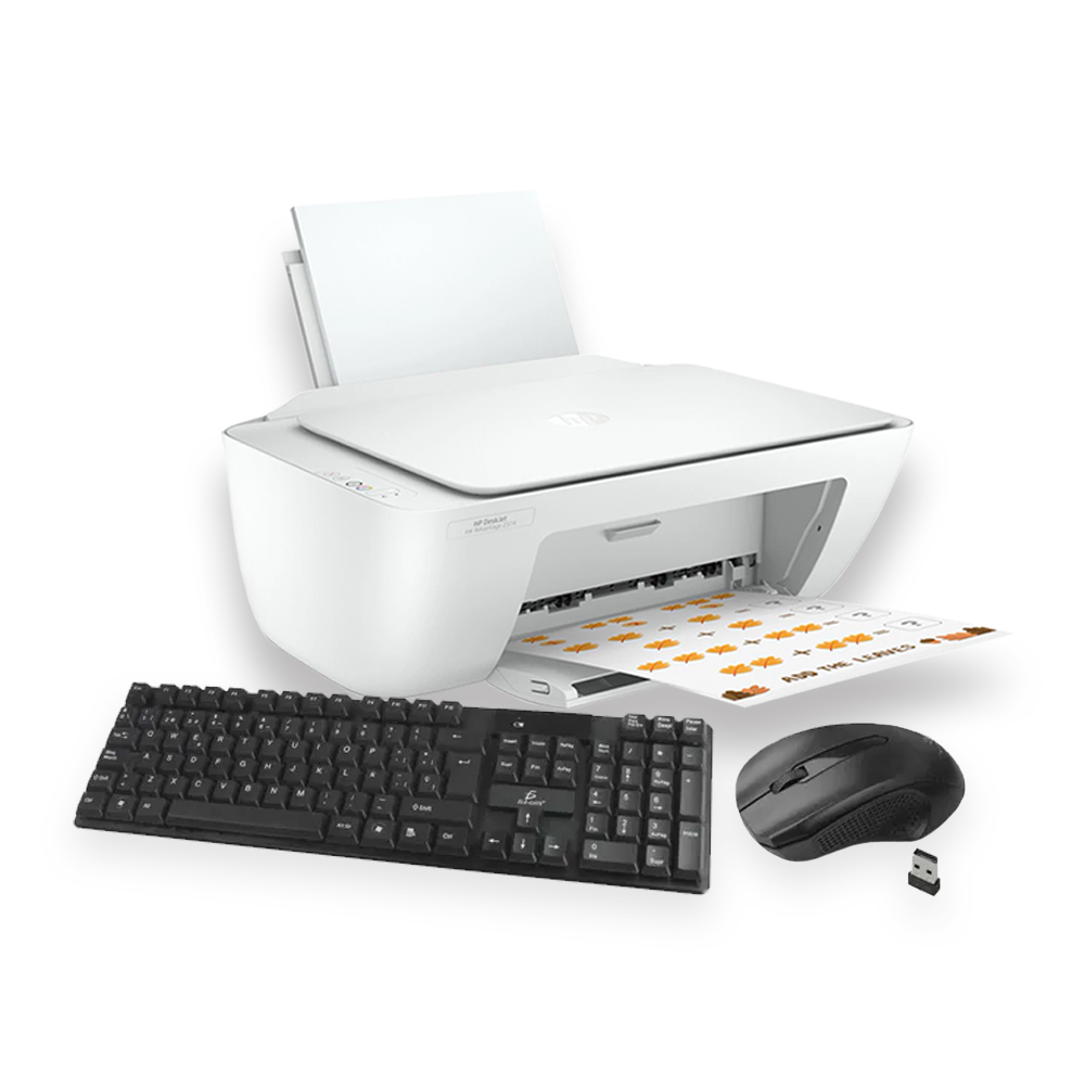 Impresora a color multifunción HP DeskJet 2374 + Kit con teclado y mouse