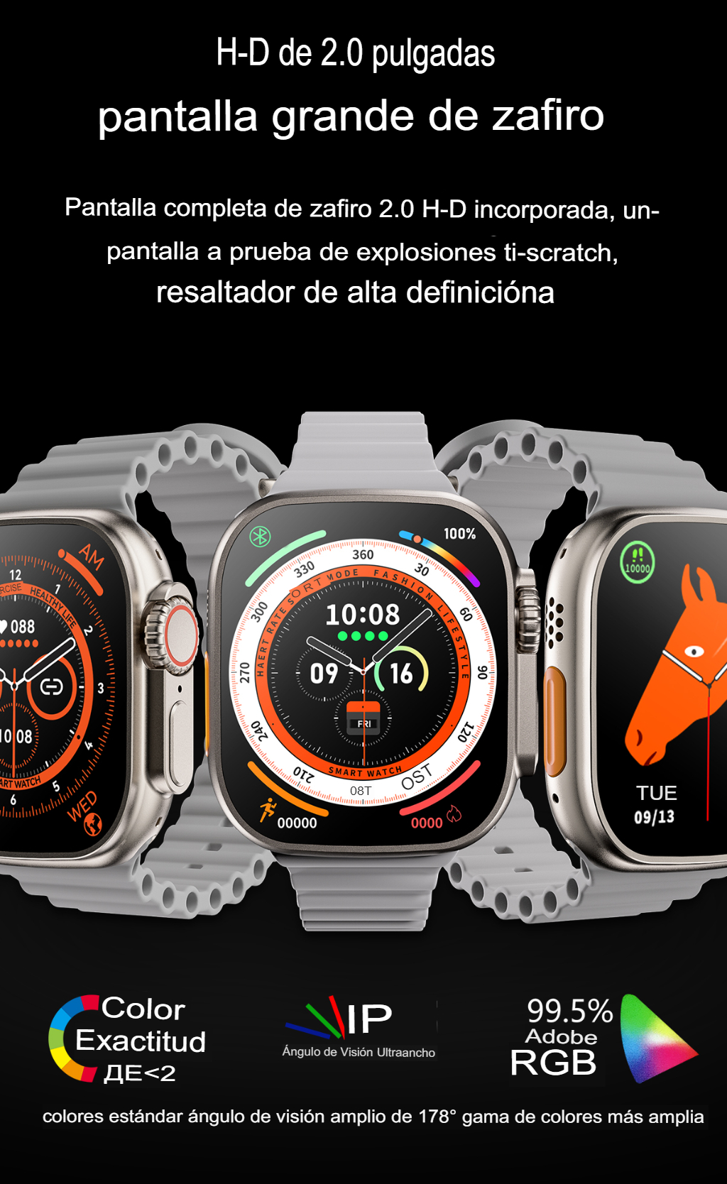 Smartwatch ZD8 Ultra material de aleación de Titanio, monitorea tu salud, GPS, llamadas bluetooth, Contiene juegos, controla tu musica, Unisex Para iPhone Y Android.