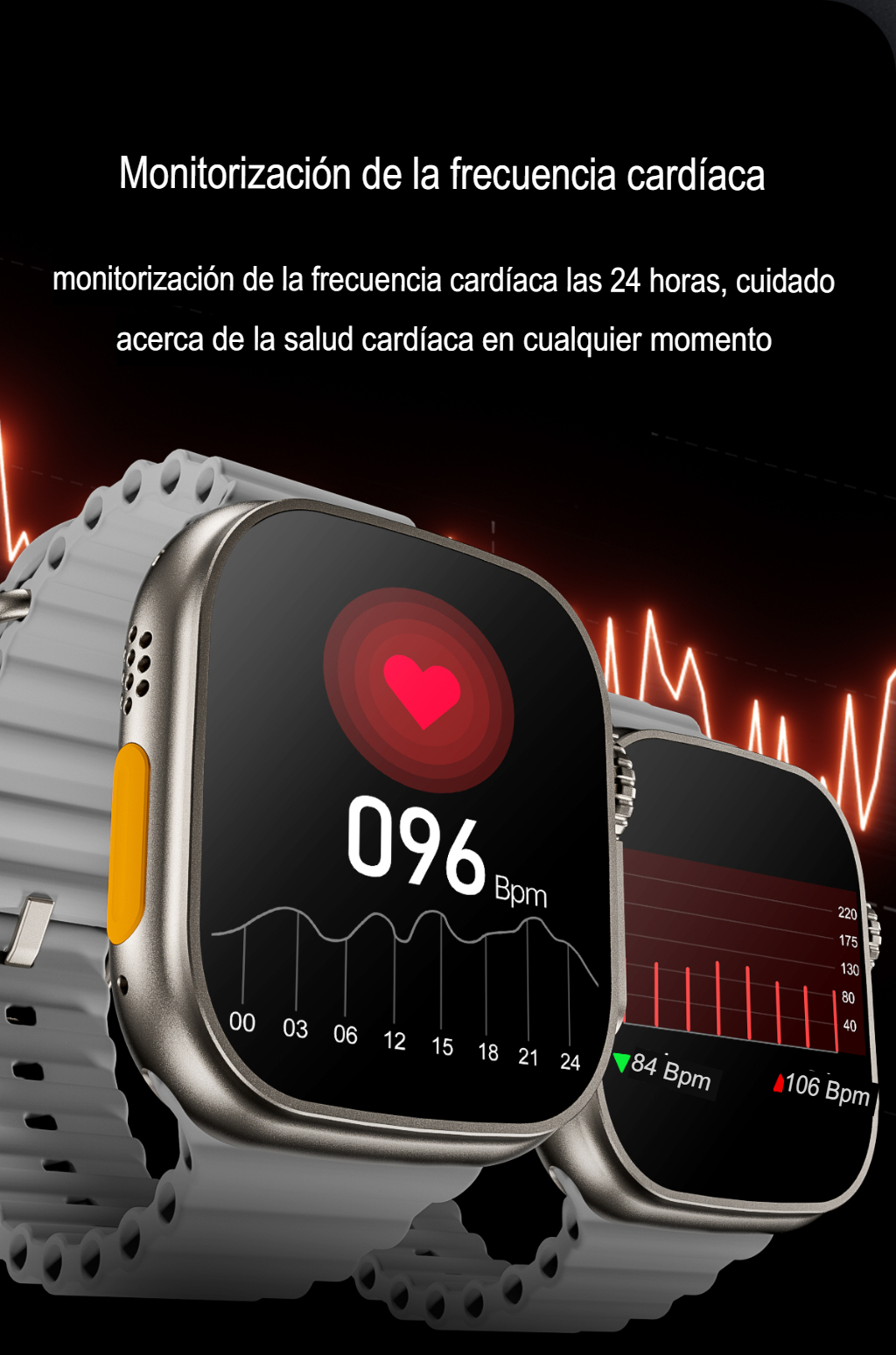 Smartwatch ZD8 Ultra material de aleación de Titanio, monitorea tu salud, GPS, llamadas bluetooth, Contiene juegos, controla tu musica, Unisex Para iPhone Y Android.