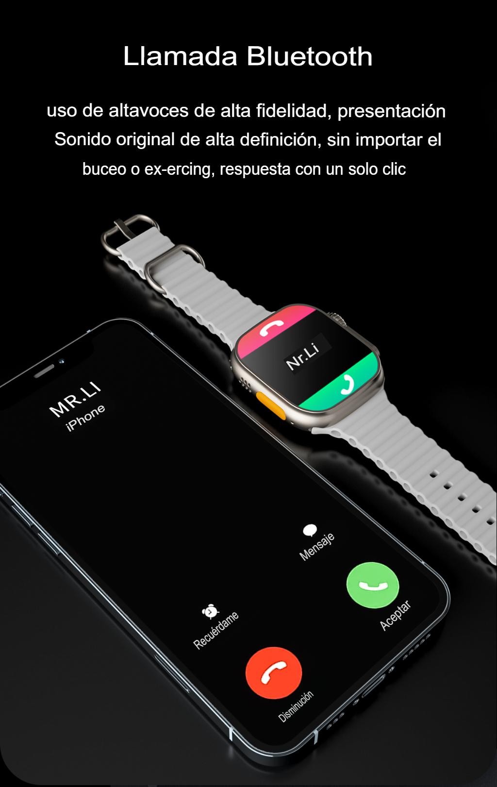 Smartwatch ZD8 Ultra material de aleación de Titanio, monitorea tu salud, GPS, llamadas bluetooth, Contiene juegos, controla tu musica, Unisex Para iPhone Y Android.