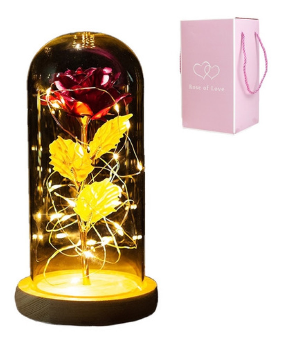 Rosa Eterna  Con Luz Botella Led