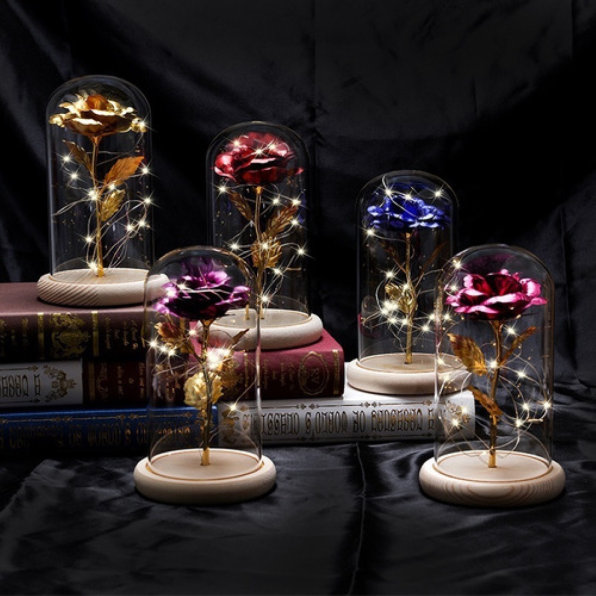 Rosa Eterna  Con Luz Botella Led