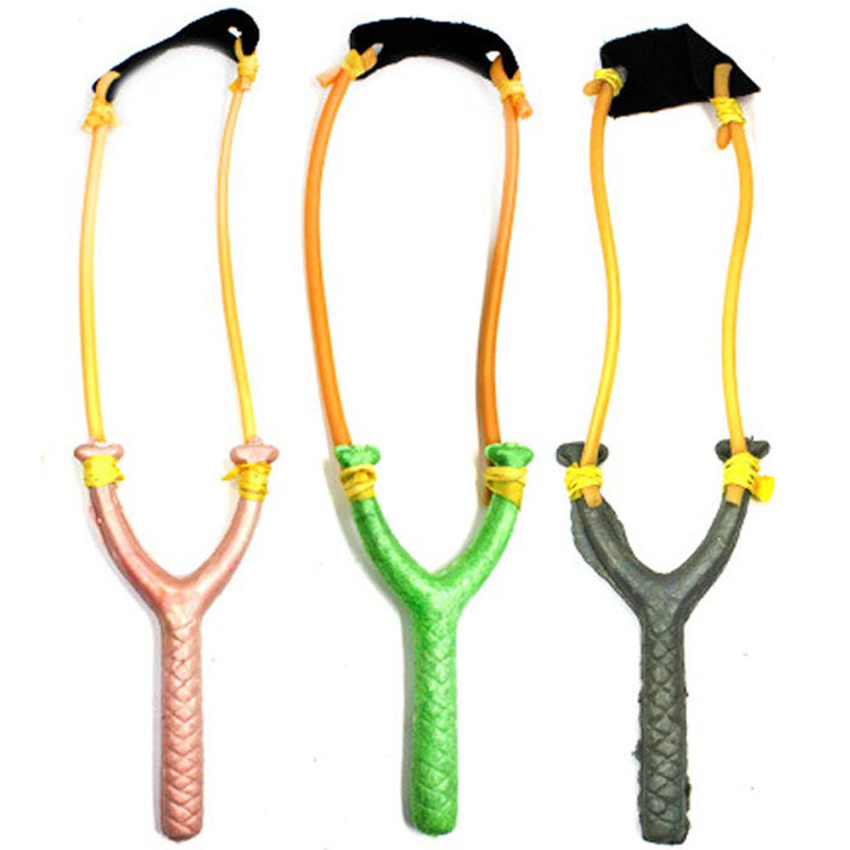 3 Resortera de juguete plastico con lanzador piel 12 cm