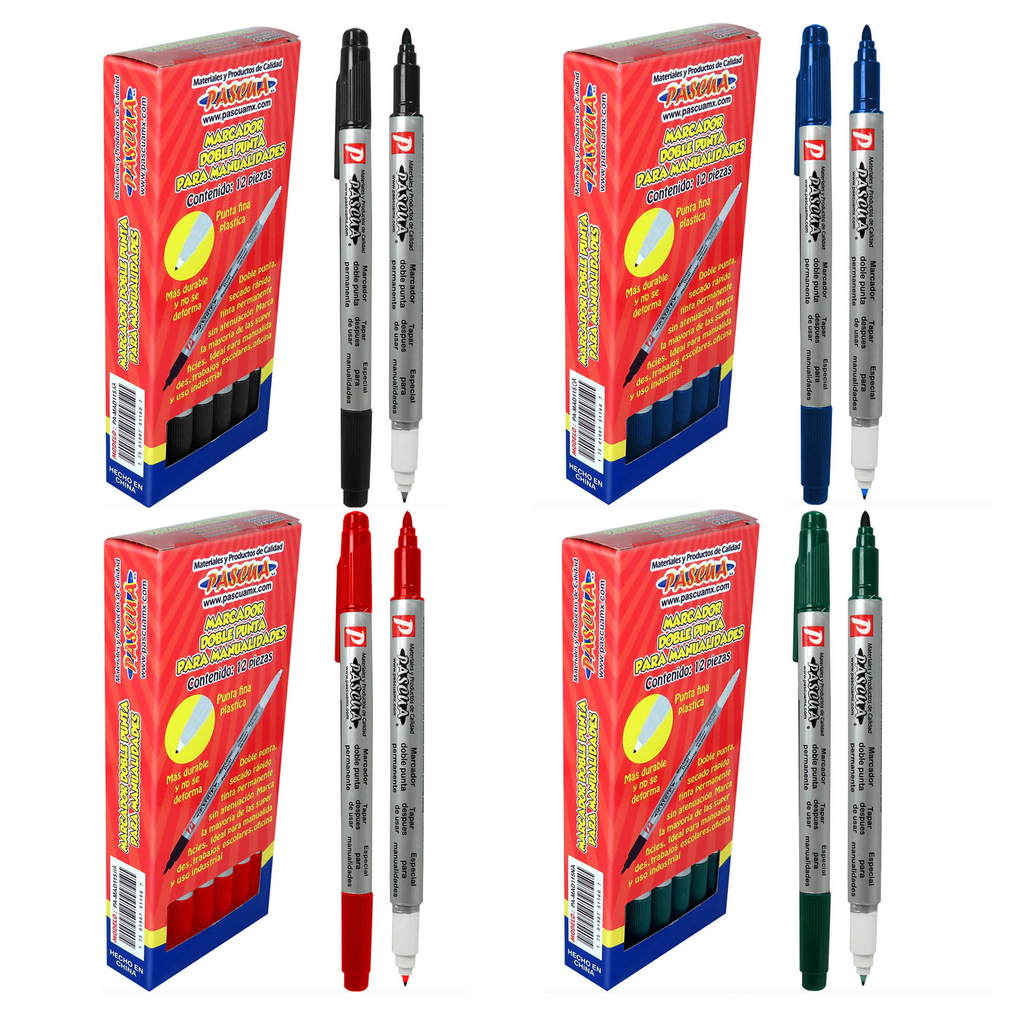 Caja12 Marcadores plumas doble punta permanente para manualidades Color varios