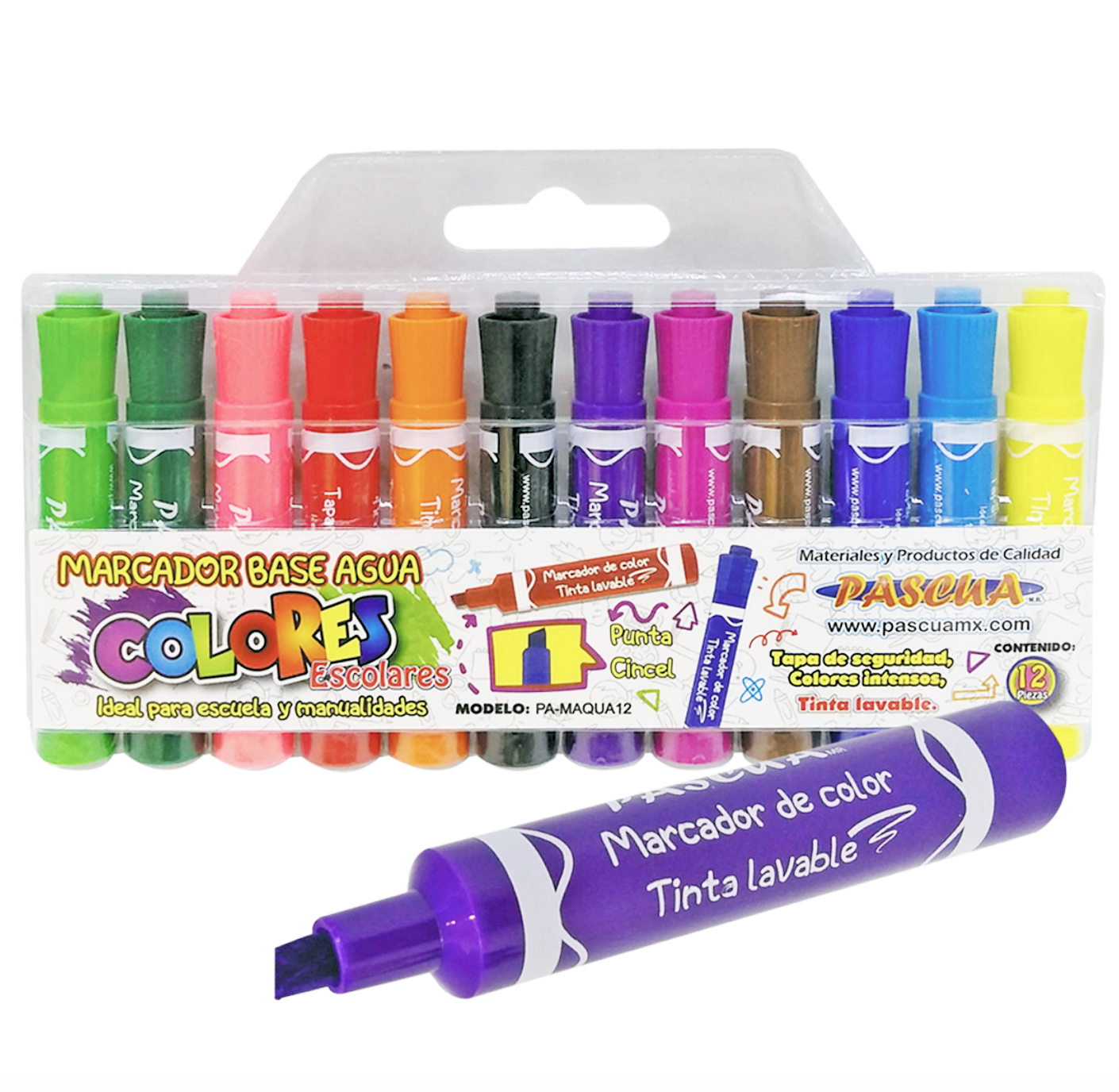 Caja12 Marcadores plumas doble punta permanente para manualidades Color varios