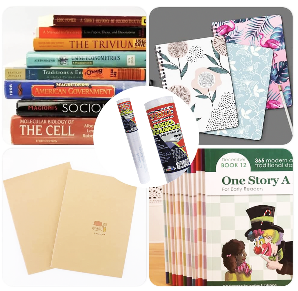 Película autoadherible para forrar útiles, transparente con 20 metros x 45 cm ancho