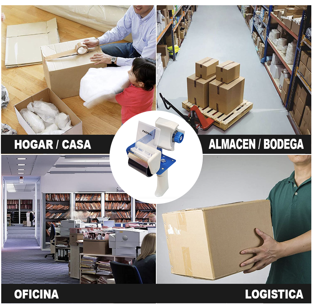 Dispensador para Cinta Adhesiva, Pistola de embalaje, para cinta de 5 cm de ancho, núcleo de papel de 7,6 cm