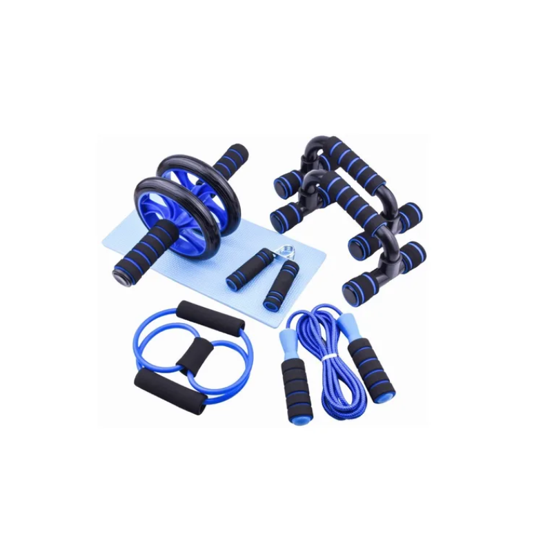 Kit Rodillo Abdominal Barras Push-up Cuerda Ejercitador Mano.