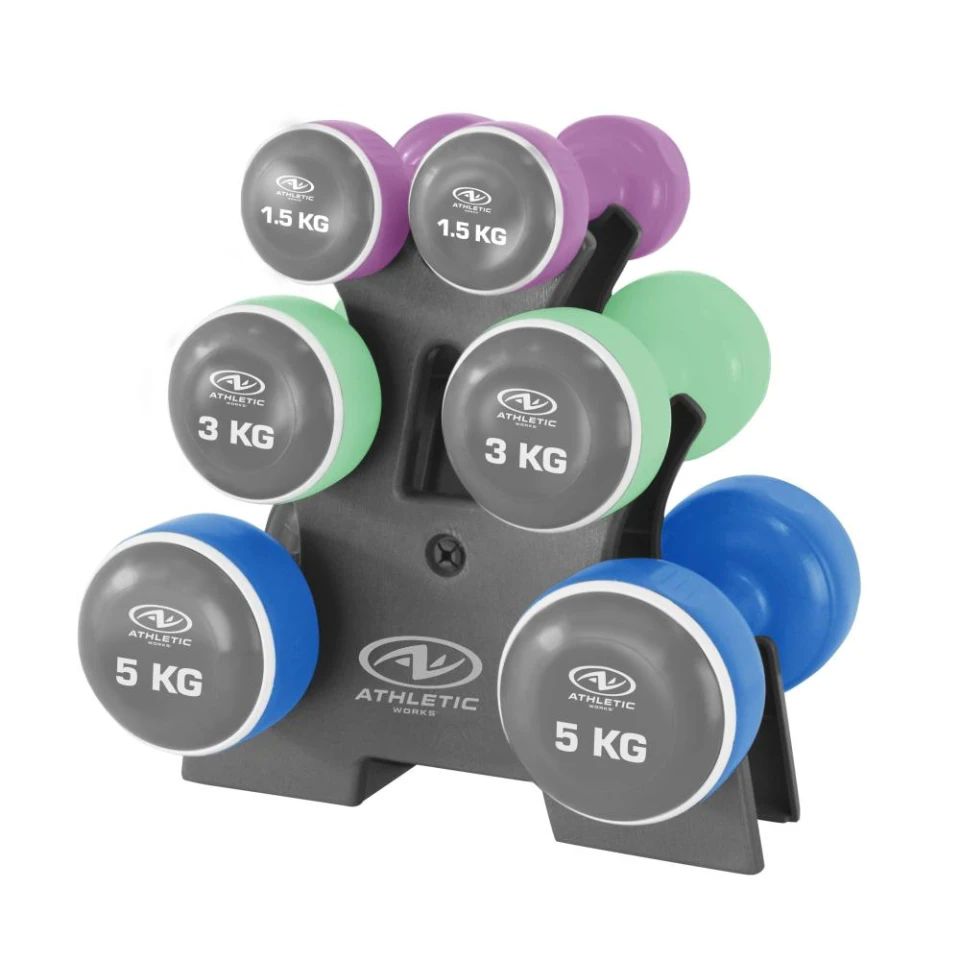 Set de Mancuernas pesas Athletic Works con rack