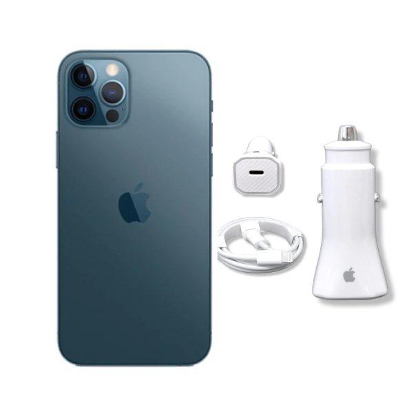 Apple Iphone 12 Pro Max Azul Pacifico 256GB Reacondicionado Grado A +  Cargador para Auto 20W