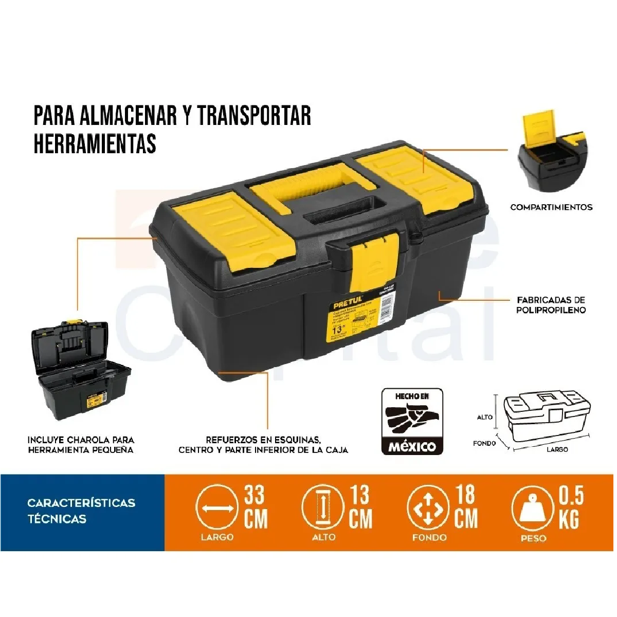 Kit  Cajas Para Herramientas Con Compartimentos (13' Y 16')