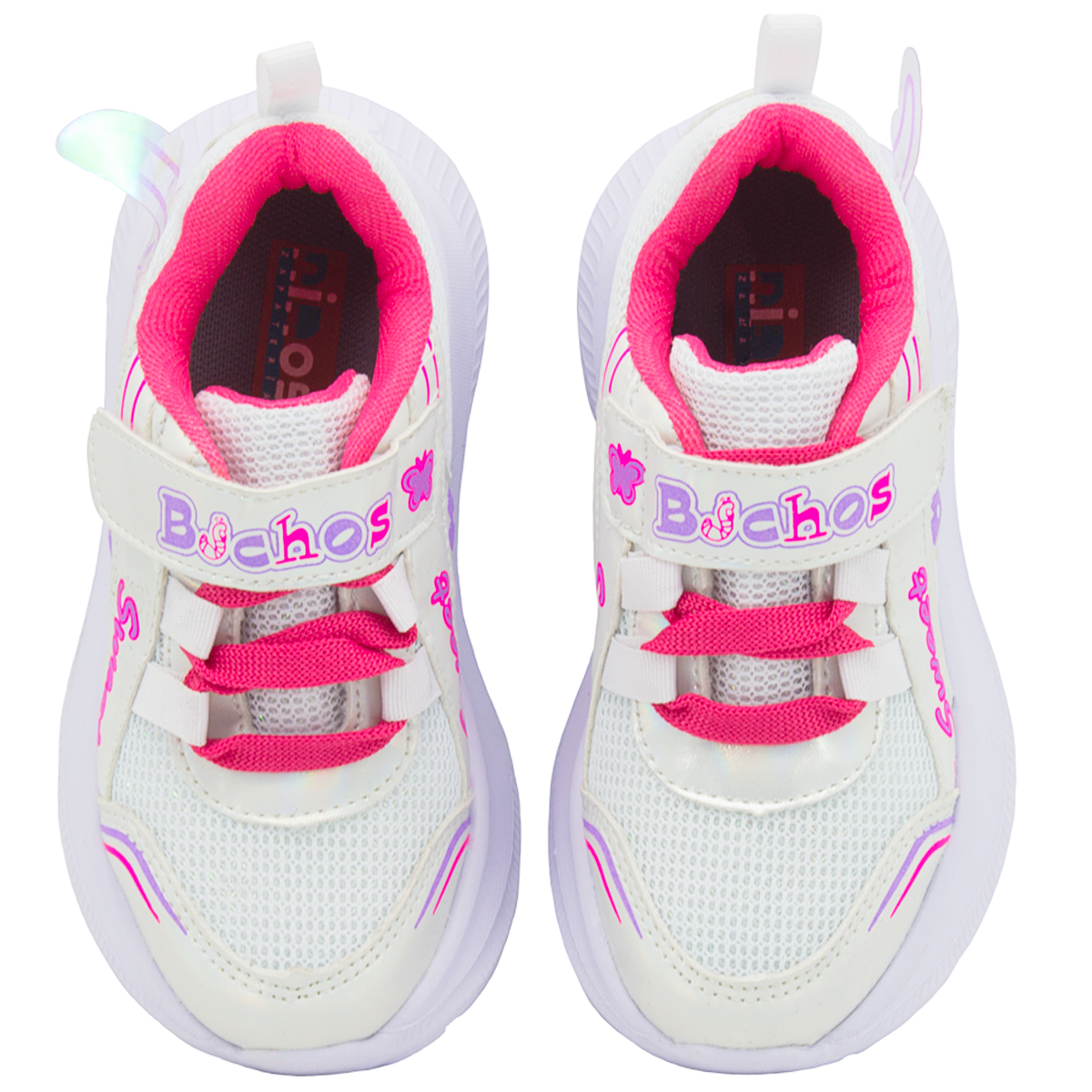Tenis Niña Moda Luces Led De Impacto Alas Blanco/fiusha