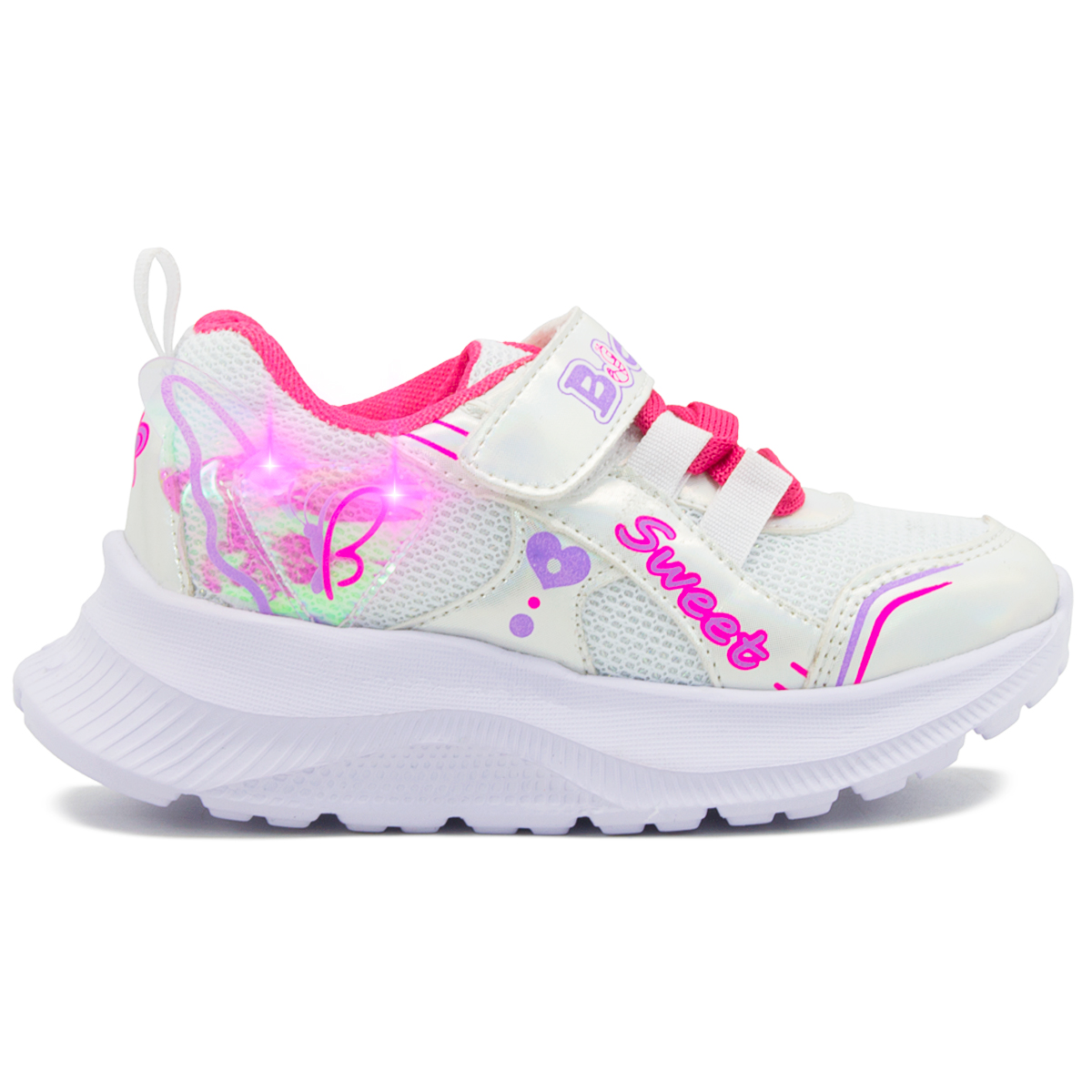 Tenis Niña Moda Luces Led De Impacto Alas Blanco/fiusha