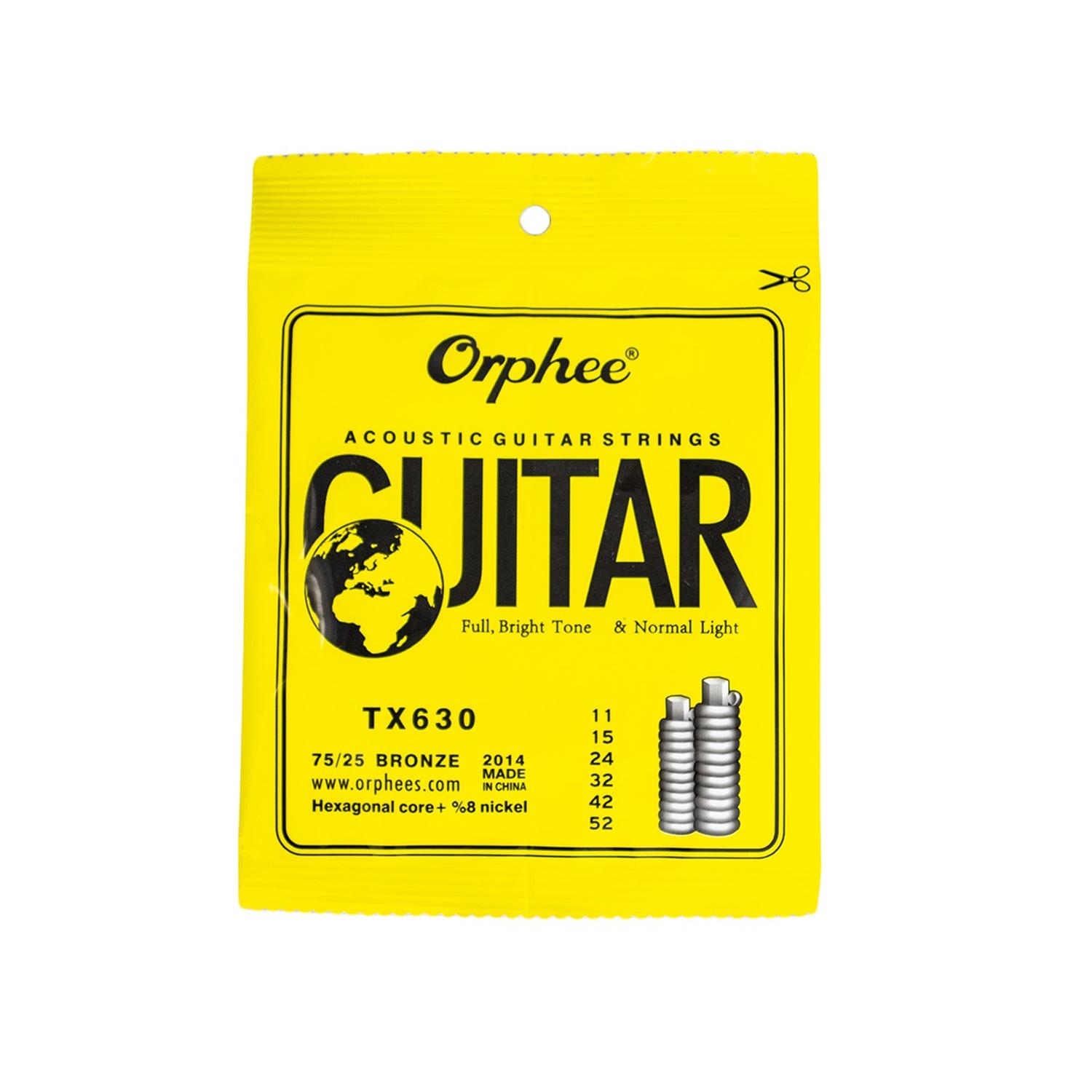 Paquete Cuerdas Para Guitarra Acustica Orphee Tx630