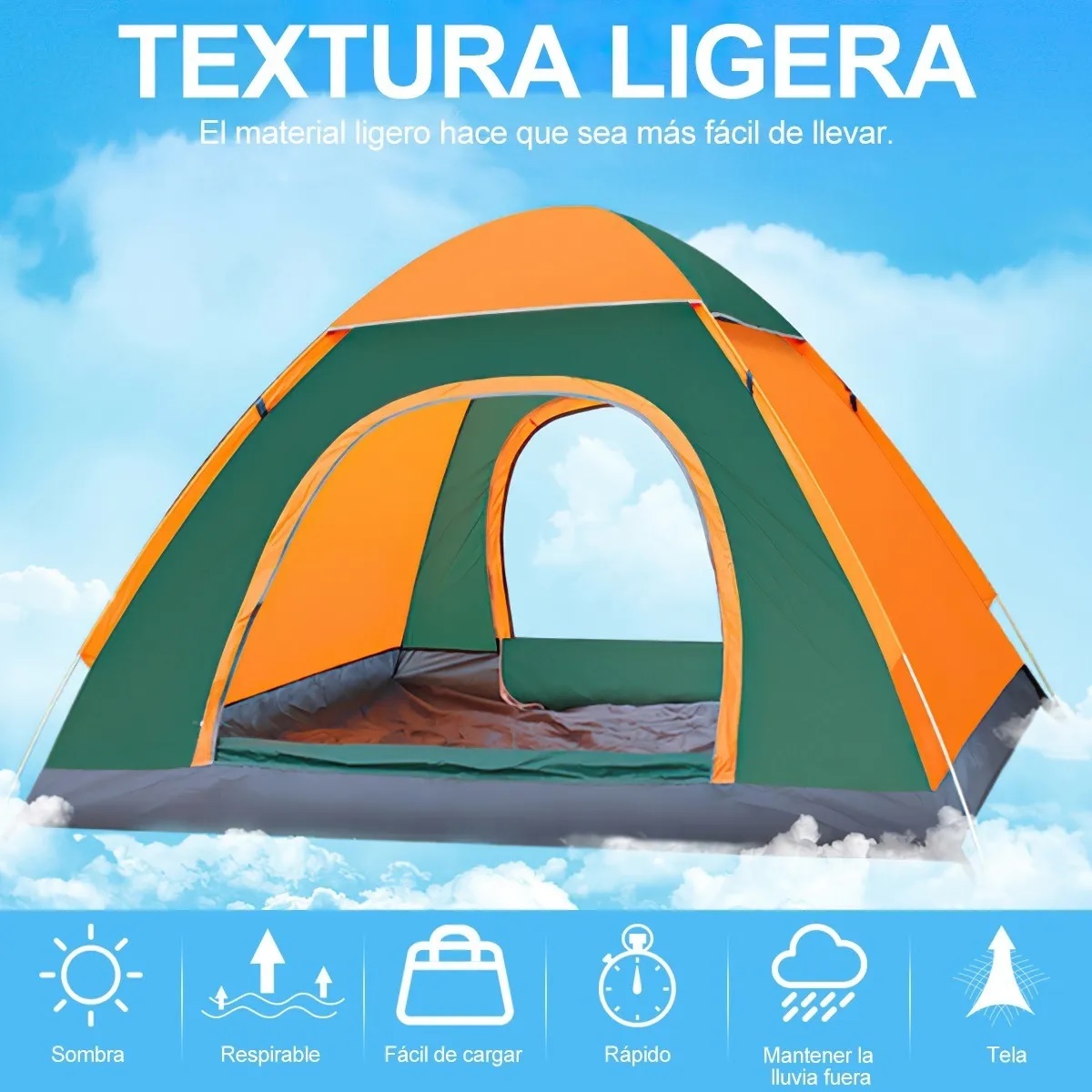 Casa de Campaña para acampar, Camping Naranja c/Verde