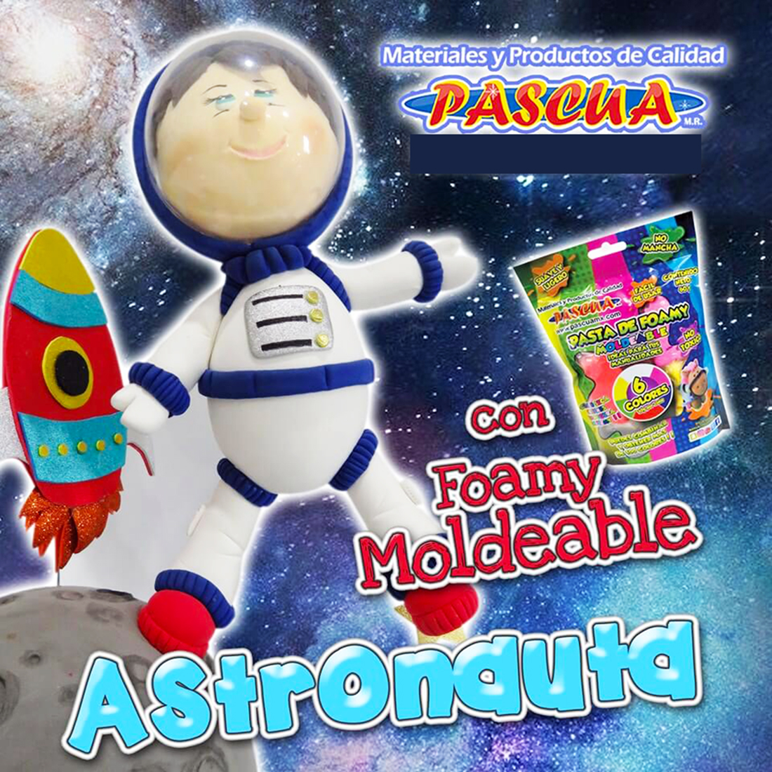 Pasta Foamy MOLDEABLE Paquete con 6 Colores Distintos (Neon)