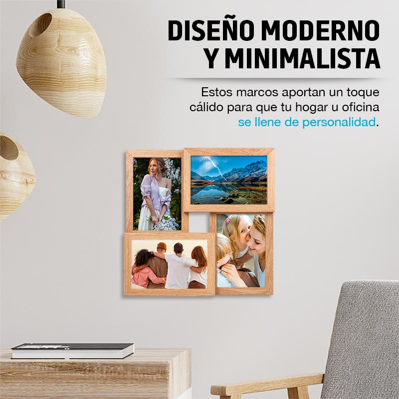 2 Marcos para Fotos de Madera 4 Fotos 10x15cm Redlemon