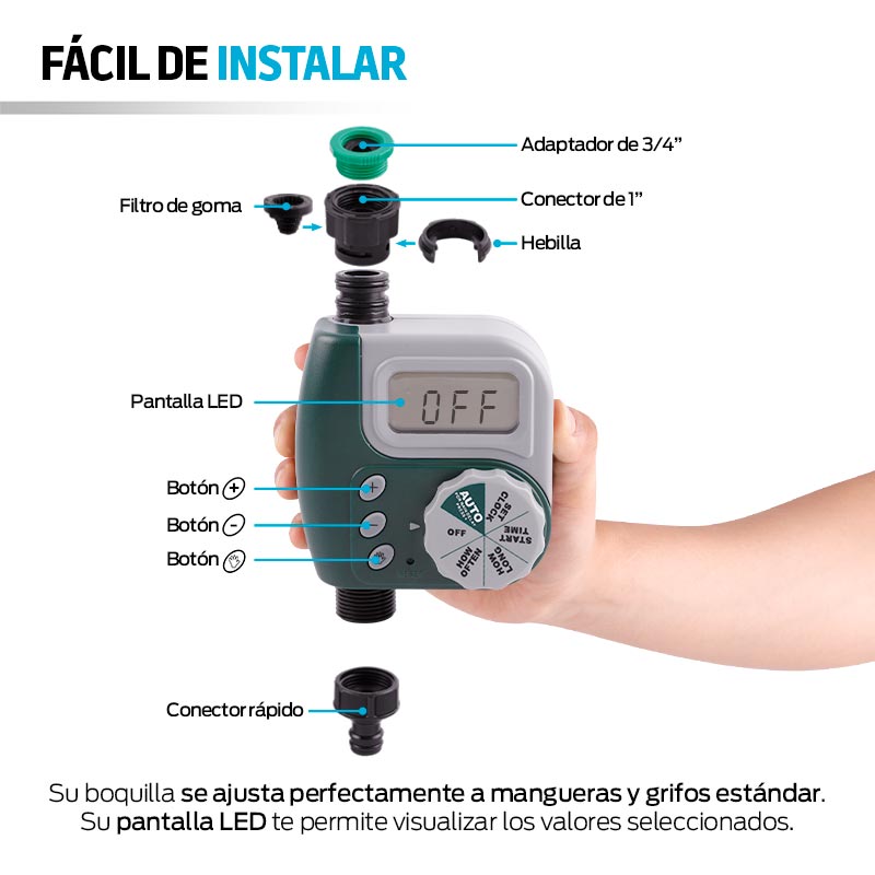Temporizador Automático de Riego Redlemon Potencia 3-8 Bar