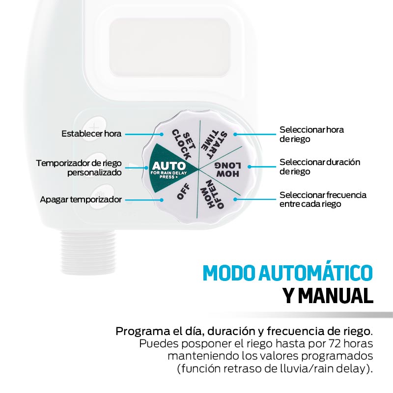 Temporizador Automático de Riego Redlemon Potencia 3-8 Bar