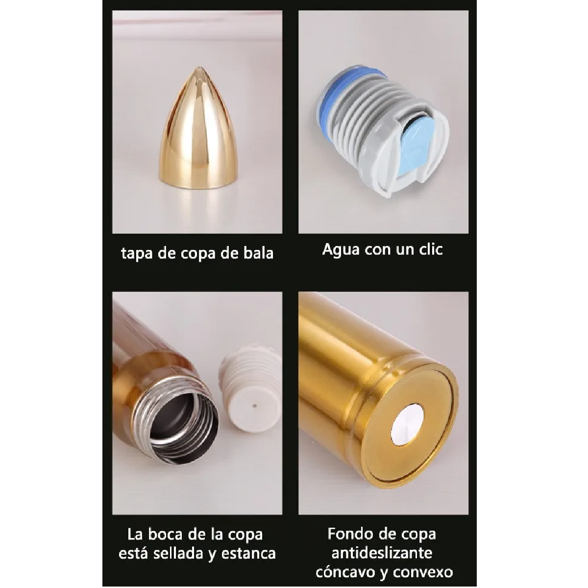 Termo En Forma De Bala De Acero Inoxidable Con Dosificador