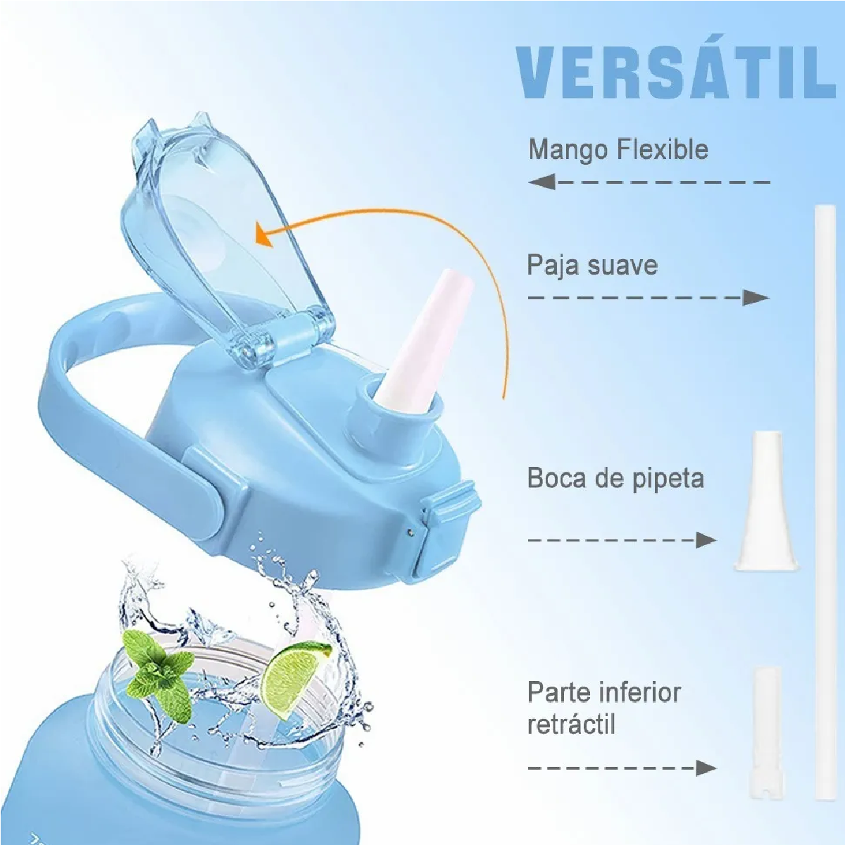 Botella De Agua Motivadora 2 Litros Con Marcador De Tiempo