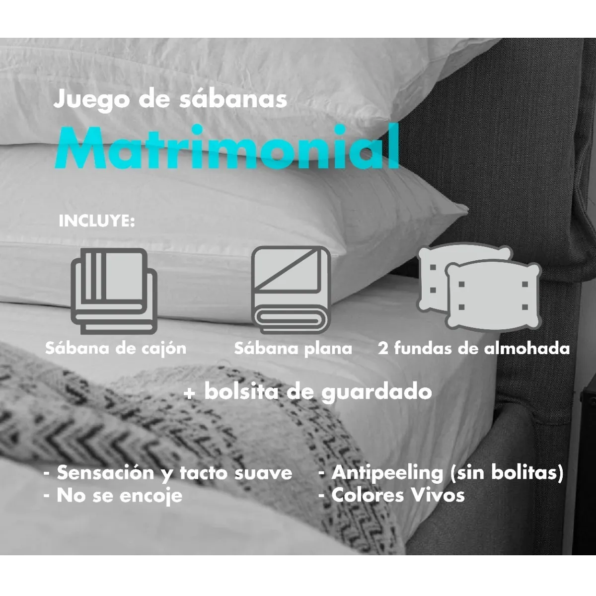 Sábanas Matrimoniales Estilo Algodón Egipcio 100% Extrasuave Oxford