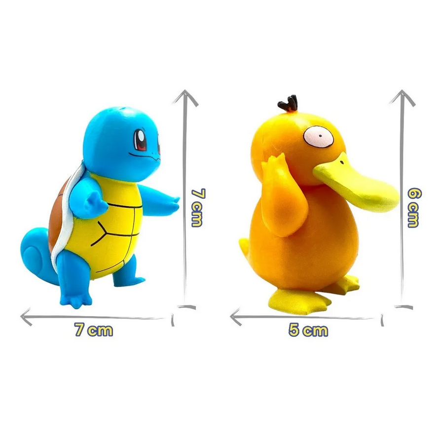 Kit 6 Figuras Juguetes Muñecos Pokemon Pikachu, Squirtle, Charizard, Bulbasaur, Jigglypuff, Psyduck