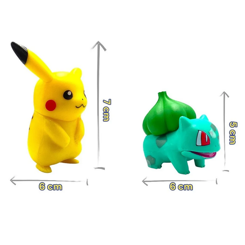 Kit 6 Figuras Juguetes Mu ecos Pokemon Pikachu Squirtle