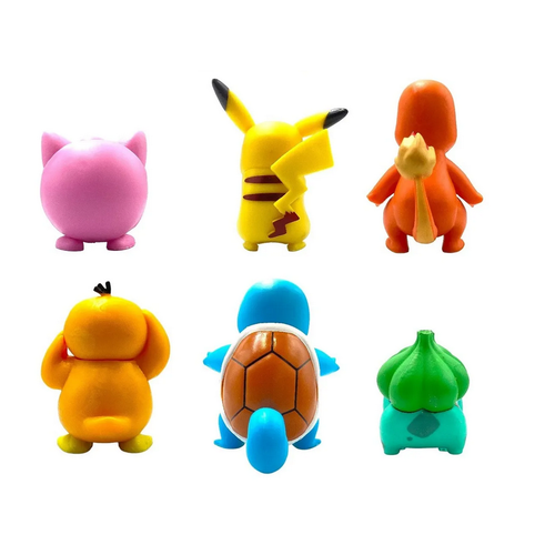 Kit 6 Figuras Juguetes Muñecos Pokemon Pikachu, Squirtle