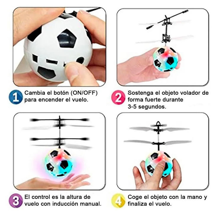 Mini Drone Balon Futbol Volador Por Inducción Luz Led Juguete