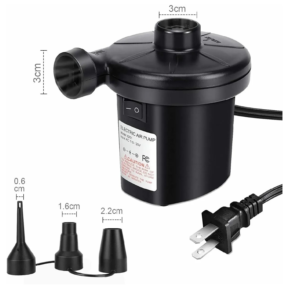 Inflador Eléctrico Para Colchones Y Piscinas Inflables Negro