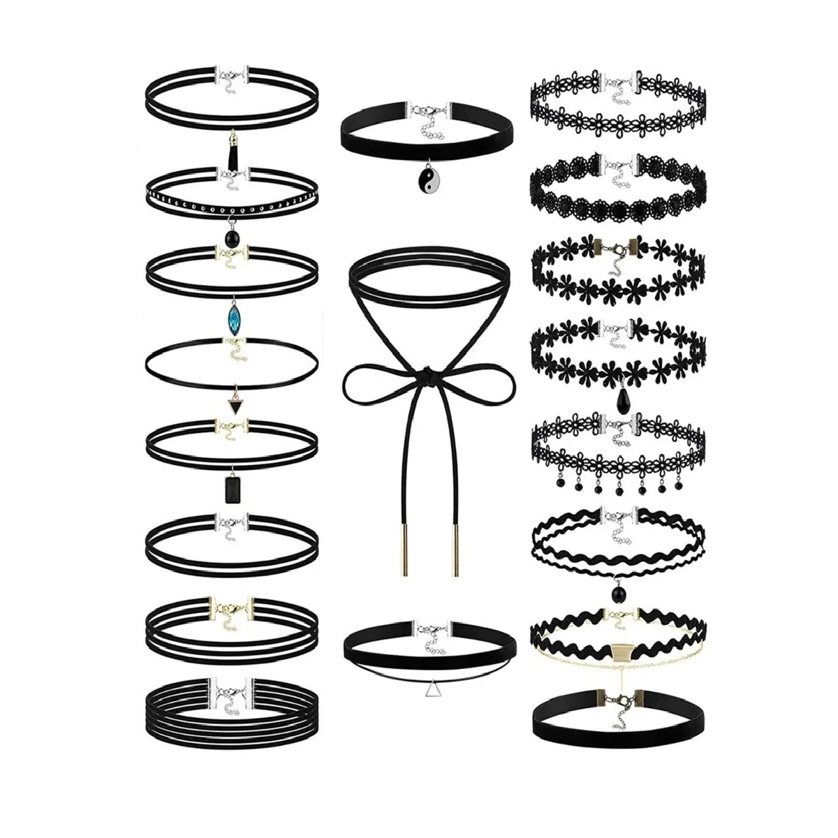 Set  Gargantilla Choker accesorios Collar Black