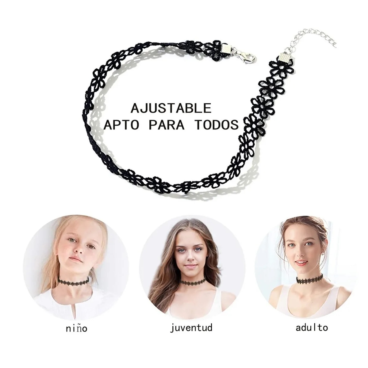 Set  Gargantilla Choker accesorios Collar Black