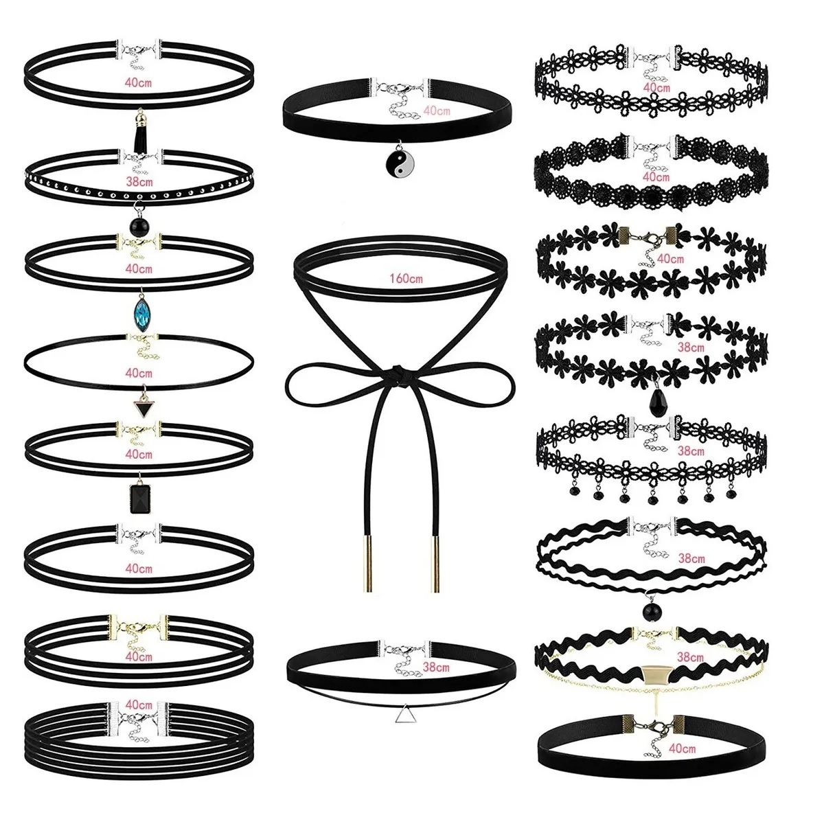Set  Gargantilla Choker accesorios Collar Black