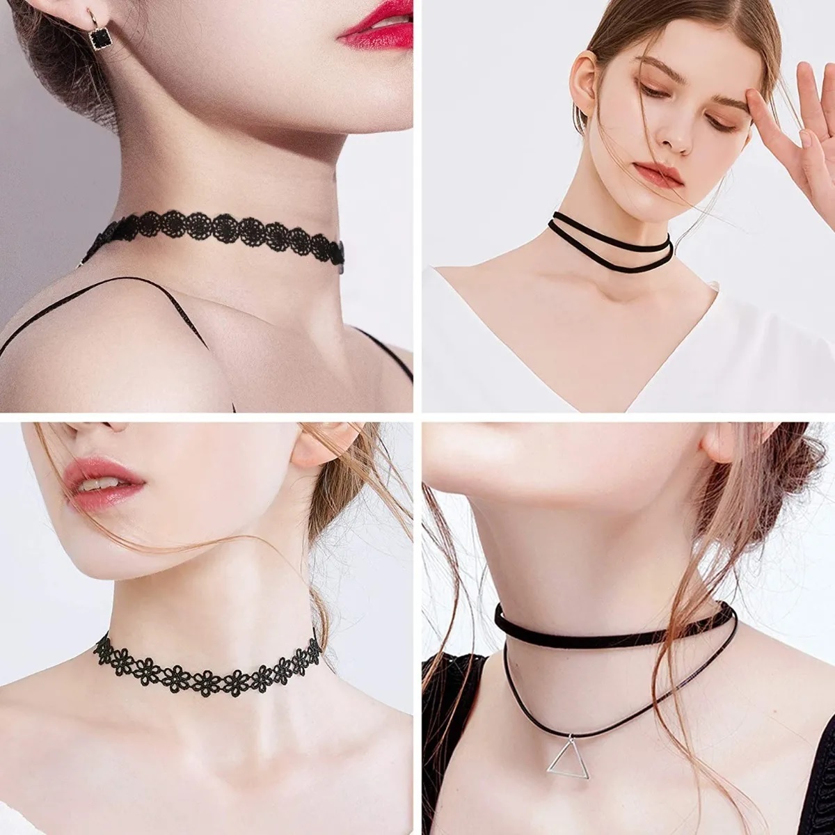 Set  Gargantilla Choker accesorios Collar Black