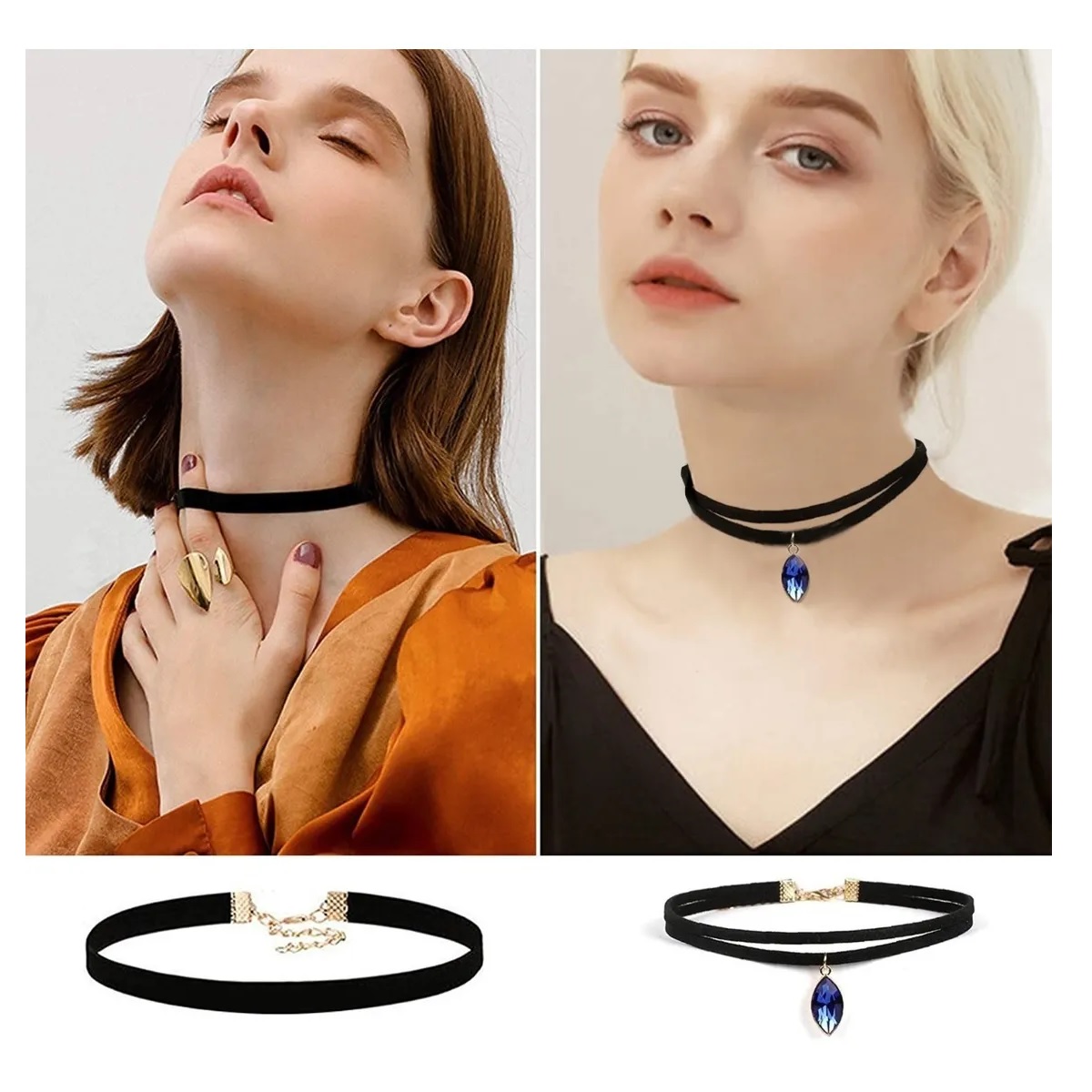 Set  Gargantilla Choker accesorios Collar Black