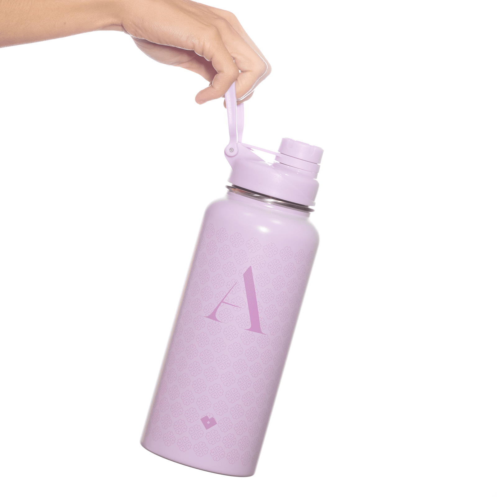 LuckyLy Termo de Acero Inoxidable Iniciales 1 Litro , Doble Aislamiento Térmico y Tapa Hermética Antigoteo, Botella de Agua Motivacional - Modelo Terry, Letra V