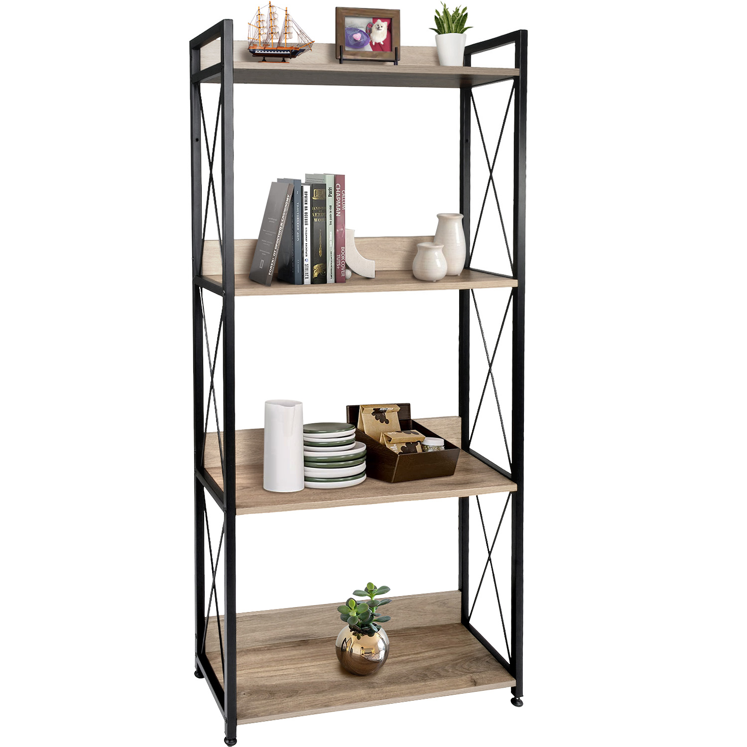 Librero Estante Minimalista Industrial 4 Niveles Multiusos